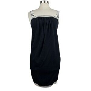 Bruno Manetti Dress S Womens Black White Stripes Mini Italy Sleeveless Stretch